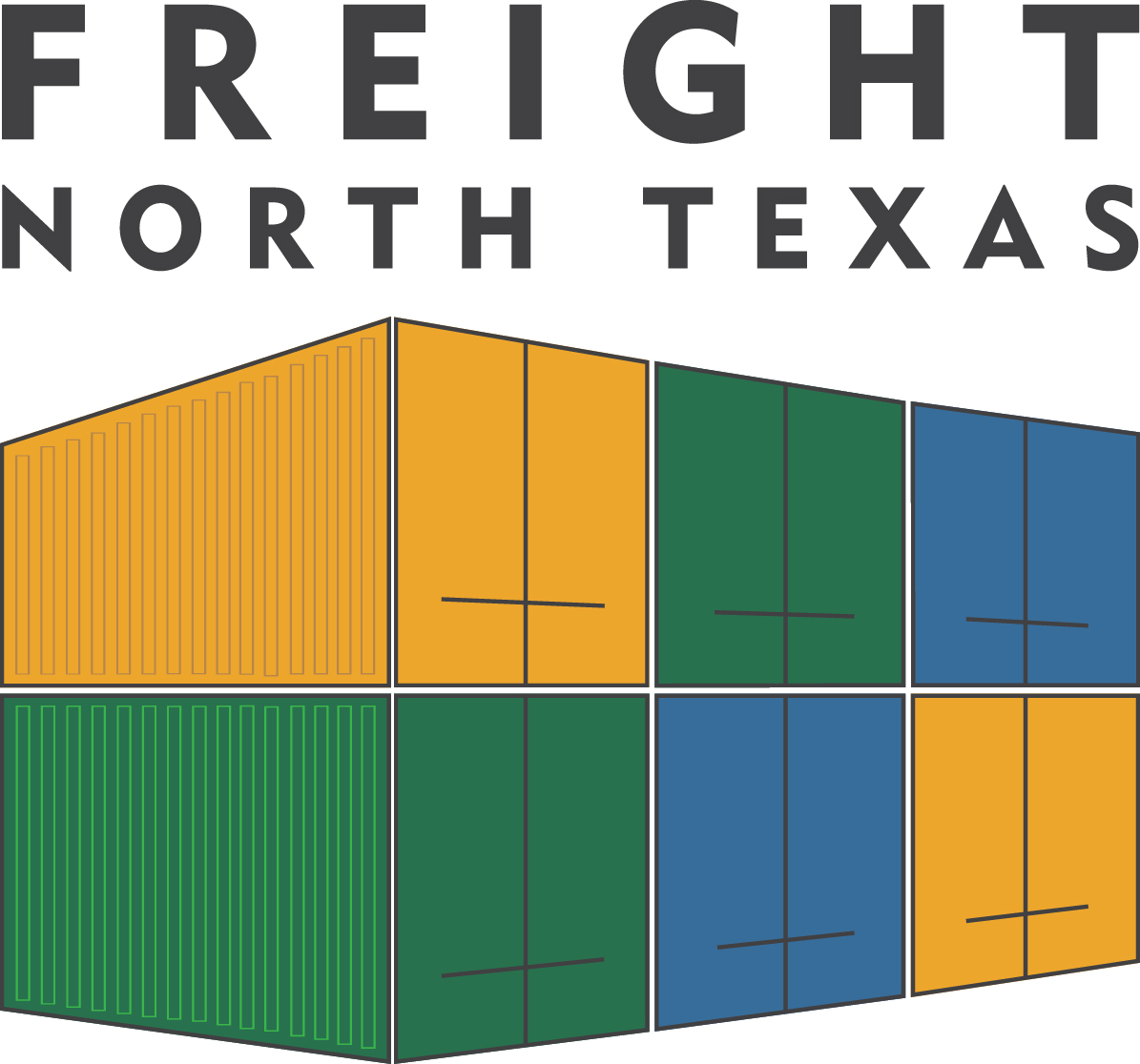 Freight North Texas logo with colored shipping containers