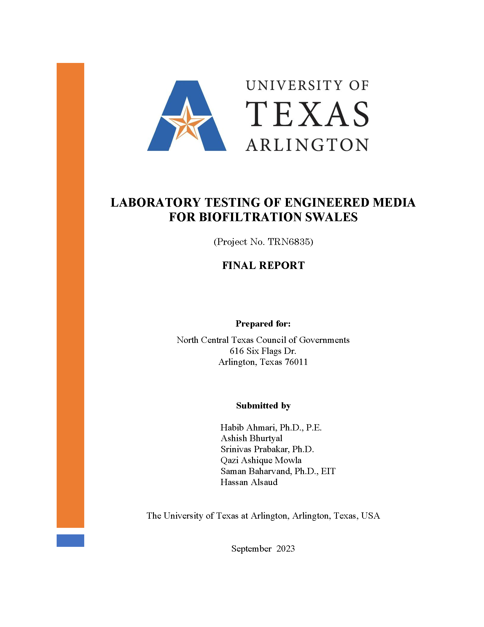 Testing of Engineered Media for Biofiltration Swales