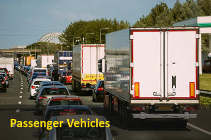 This is an image of vehicles stuck in traffic