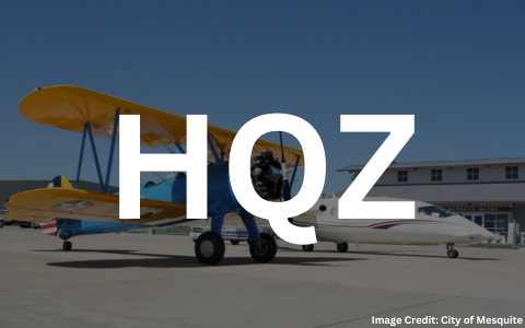 A Bi-Plane featured outside the terminal building at Mesquite Metro Airport