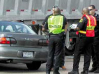 Police officers inspecting