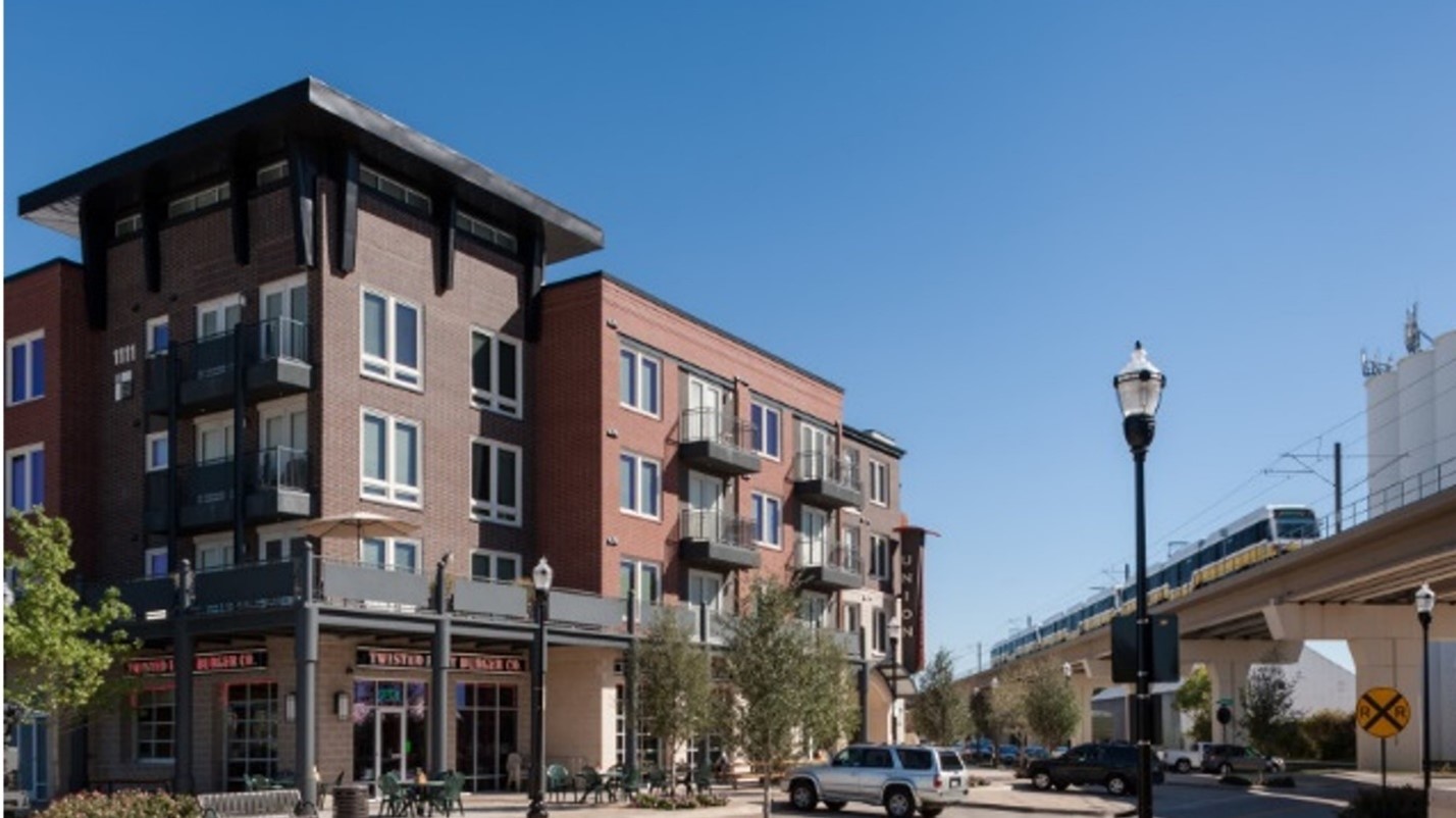 An example of mixed-use development, apartments atop retail