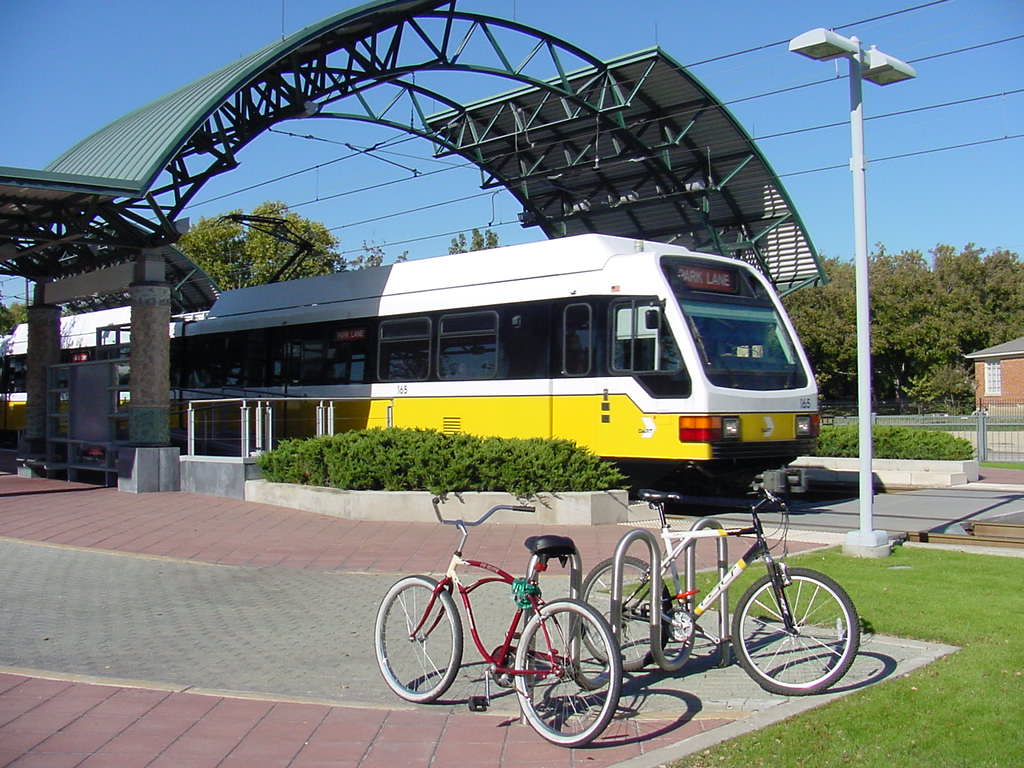 Hampton Station DART Light Rail with bikes parked near by