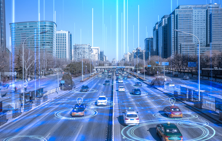 Connected and autonomous vehicles travelling a highway